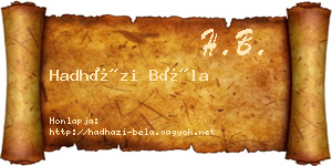 Hadházi Béla névjegykártya
